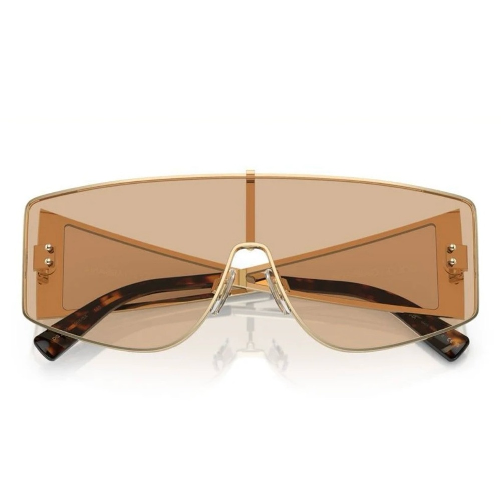 Dolce & Gabbana 2305 Oversized Shield Sunglasses Gold Metal Unisex Designer Bold - Picture 3 of 6